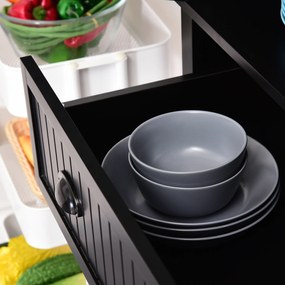 HOMCOM Armoarie de bucătărie bufet de bucătărie multi-spații de depozitare rafturi reglabile 4 uși și sertar mare 76,2 x 40,2 x 183 cm negru | Aosom Romania