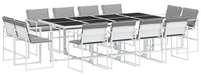 3295095 vidaXL Set mobilier de grădină, 13 piese, cu perne, alb, textilenă