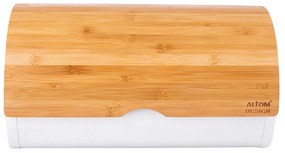 Altom Cutie de pâine cu capac de bambus 37,7 x 24,3 x 20,4 cm, alb