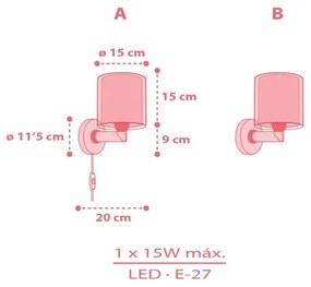 Dalber 41199 - Lampă de perete pentru copii RAINBOW, 1xE27/15W/230V, multicoloră