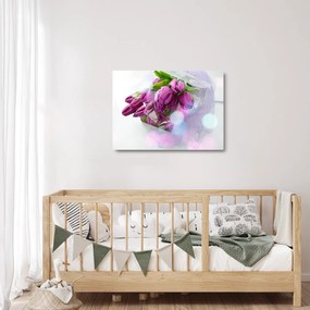 Tablou pe sticlă - buchet de lalele (70x50 cm)