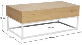 Masă de cafea Lendemain (stejar + alb) (cu sp. depozitare). 1116405