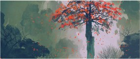 Tablou - Copacul roșu singuratic (120x50 cm)