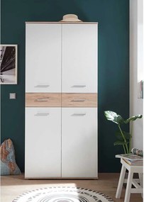 PANTOFAR MANUEL,90X35X195 CM,10 RAFTURI,2 SERTARE,CULOARE ALB,PAL