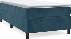 vidaXL Pat box spring cu saltea, albastru închis, 90x200 cm, catifea