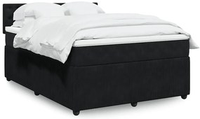 vidaXL Pat box spring cu saltea, negru, 160x200 cm, catifea