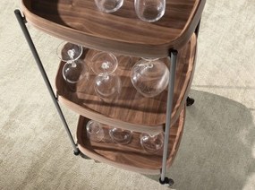 Gheridon, Mini Bar cu roti pentru bauturi si sticle Walnut