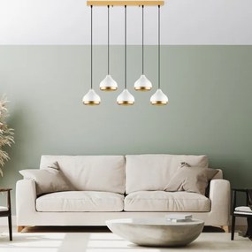 Lustră pe cablu YILDO 5xE27/40W/230V alb/auriu