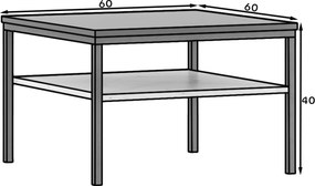 Masuta cafea LANZZI 60x60cm, negru / decor stejar