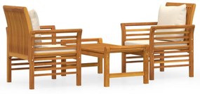 3120461 vidaXL Set mobilier de grădină cu perne, 3 piese, lemn masiv acacia