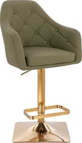 HR831KW Scaun Khaki Piele Ecologica Premium Soft cu Bază Aurie