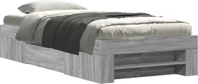 vidaXL Cadru de pat, gri sonoma, 90x190 cm, lemn prelucrat