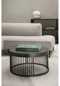 Măsuță de cafea neagră rotundă cu blat cu aspect de marmură ø 65 cm Strington – Actona