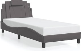 vidaXL Cadru de pat, Viana, fără saltea, gri, 90x200 cm, piele ecologică