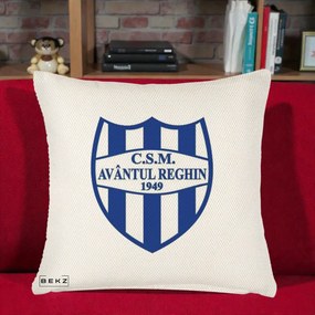 Perna Personalizata CSM Avantul Reghin 1949, 40x40 cm, Crem Reliefat, Husa Detasabila, Perna Inclusa, BEKZ®