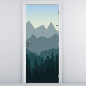 Fototapet pentru ușă - Peisaj montan grafică (95x205cm)