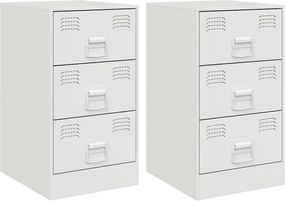 vidaXL Noptiere, 2 buc., alb, 34,5x39x62 cm, oțel