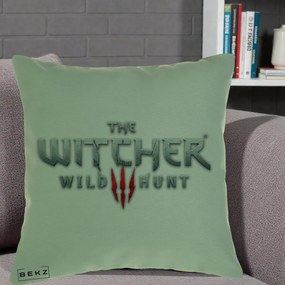 Perna Personalizata The Witcher 3 Wild Hunt, 40x40 cm, Verde, Husa Detasabila, Perna Inclusa, BEKZ®