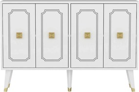 Comoda ROLAND, alb/auriu, PAL melaminat, 120x30x80 cm