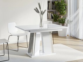 Masă sufragerie extensibilă Ledysa (lucios Alb + beton) (pentru 2-6 persoane). 1105395