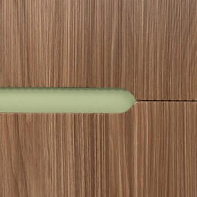 Trent Mobilier de baie 80 cm chiuvetă ceramică (2 sertare) cu oglindă 60x80 cm verde fistic - stejar apus de soare