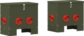 vidaXL Feeder pentru pui 2 pcs Verde măsliniu 40,5 x 25 x 38 cm