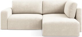 Colțar crem extensibil/cu spațiu de depozitare cu tapițerie din chenille (cu colț pe partea dreaptă/în formă de ”L”) Kona – Makamii