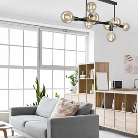 Lustră pe tijă ASTRID 8xE27/60W/230V negru