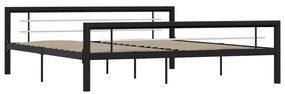 Cadru de pat, negru si alb, 180 x 200 cm, metal Alb si negru, 180 x 200 cm