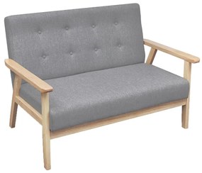 vidaXL Canapea cu 2 locuri, gri deschis, material textil