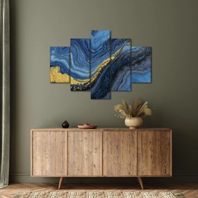 Tablou - Abstracție albastru-aurie (150x105 cm)