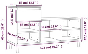 Pantofar, gri beton, 102x36x60 cm, lemn prelucrat Gri beton, 1