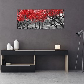 Tablou - Copaci roșii, Central Park, New York (120x50 cm)