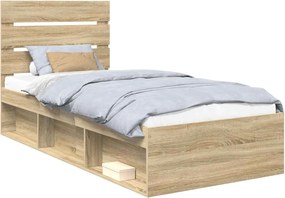 vidaXL Cadru de pat Stejar Sonoma 75 x 190 cm Lemn de pin masiv