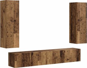 vidaXL Set comodă TV Pe perete 3 pcs Lemn vechi Lemn compozit