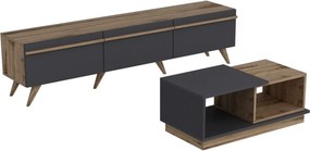 Mobilier living AMSTERDAM, nuc/gri antracit, PAL melaminat, 2 piese