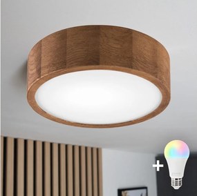 BRILAGI - Plafonieră LED RGBW dimabilă CARVALHO 1xE27/12W/230V Wi-Fi, stejar, Ø 27,5 cm
