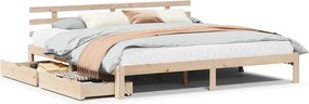 vidaXL Cadru de pat cu sertare, 200x200 cm, lemn masiv pin