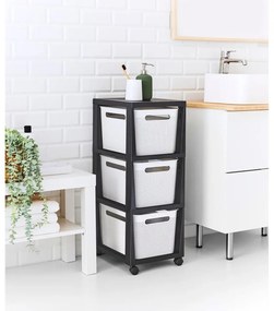 Etajeră pe roți albă/neagră din plastic 30x77 cm Brisen - Rotho