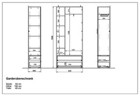 Dulap cu oglindă alb/aspect de lemn de stejar 84x196 cm Telde - Germania