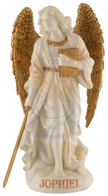 Mini statueta Arhanghelul Jophiel, finisaj alb marmura si auriu, 9 cm