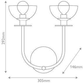 Alora Mood ALM-SYLVIA-2WB-BK-CL - Aplica de perete SYLVIA 2xE14/40W/230V, neagră