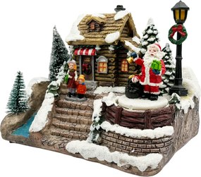 Scena de Craciun cu Mos Craciun animat si Colindatori JOY, Cu muzica si lumini