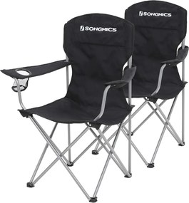 Scaune de camping NOMAD, set 2 buc., negru SongmicsHome