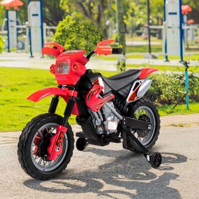 Moto Cross Electric pentru Copii cu Role din PP și fier, 102×53×66cm Roșu HOMCOM | Aosom RO