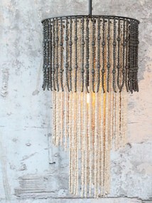 Candelabru din margele de lemn si sfoara de iuta, H90/D50cm