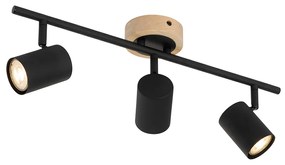 Spotlight modern negru cu lemn inclinabil 3 lumini - Jeana