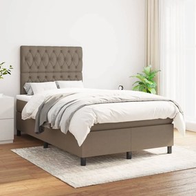 3142005 vidaXL Pat box spring cu saltea, gri taupe, 120x200 cm, textil