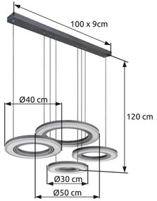 Lustră LED dimabilă pe cablu Globo 67191-80 BLASIUS LED/80W/230V + telecomandă