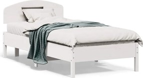vidaXL Cadru de pat fără saltea, alb, 75x190 cm, lemn masiv de pin